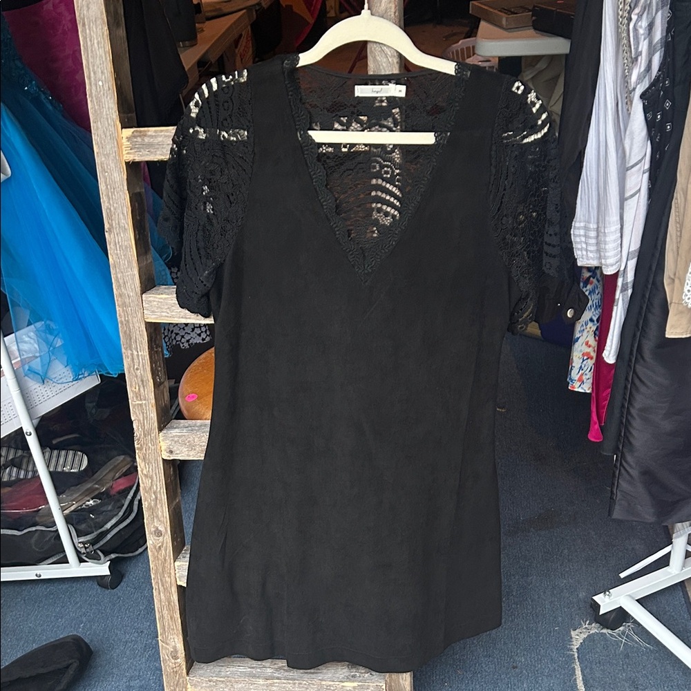 Black Lace Sleeve Dress
